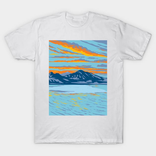 Bonneville Salt Flats in Tooele County Utah USA WPA Art Poster T-Shirt by retrovectors